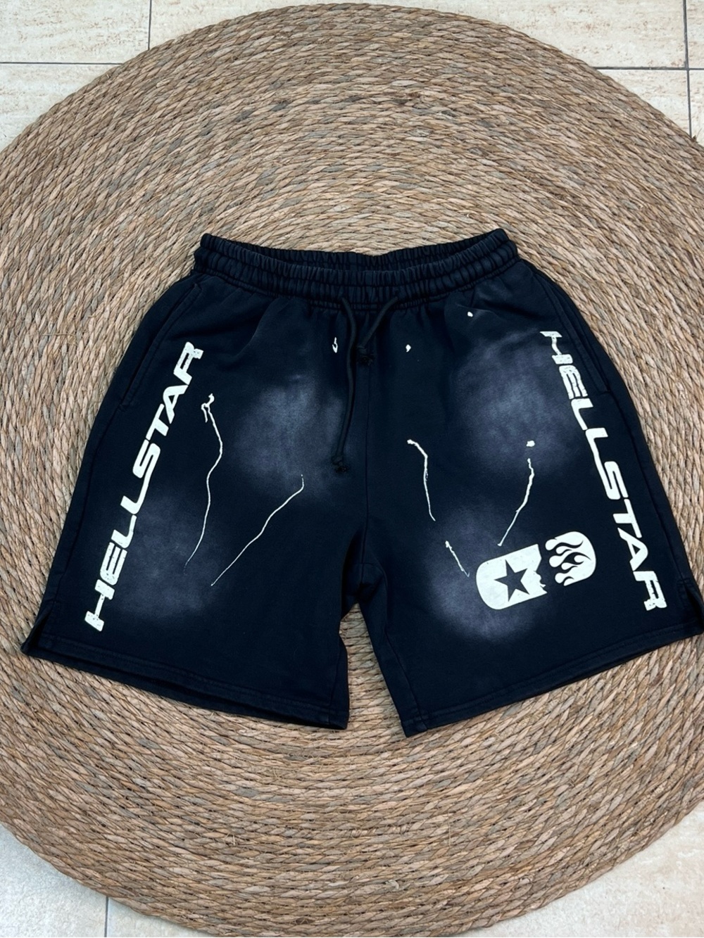 Hellstar Men's Black Athletic Graphic Shorts